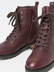 FatFace Margot Burgundy Red Lace-Up Boots - Image 3 of 3