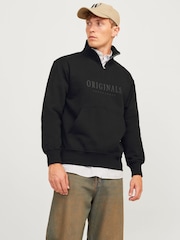 JACK & JONES Black Quarter Zip Sweatshirt - Image 1 of 7
