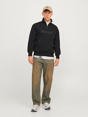 JACK & JONES Black Quarter Zip Sweatshirt - Image 3 of 7