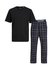 JACK & JONES Black Short Sleeve 100% Cotton Pyjamas Set - Image 1 of 3