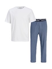 JACK & JONES White Short Sleeve 100% Cotton Pyjamas Set - Image 1 of 3