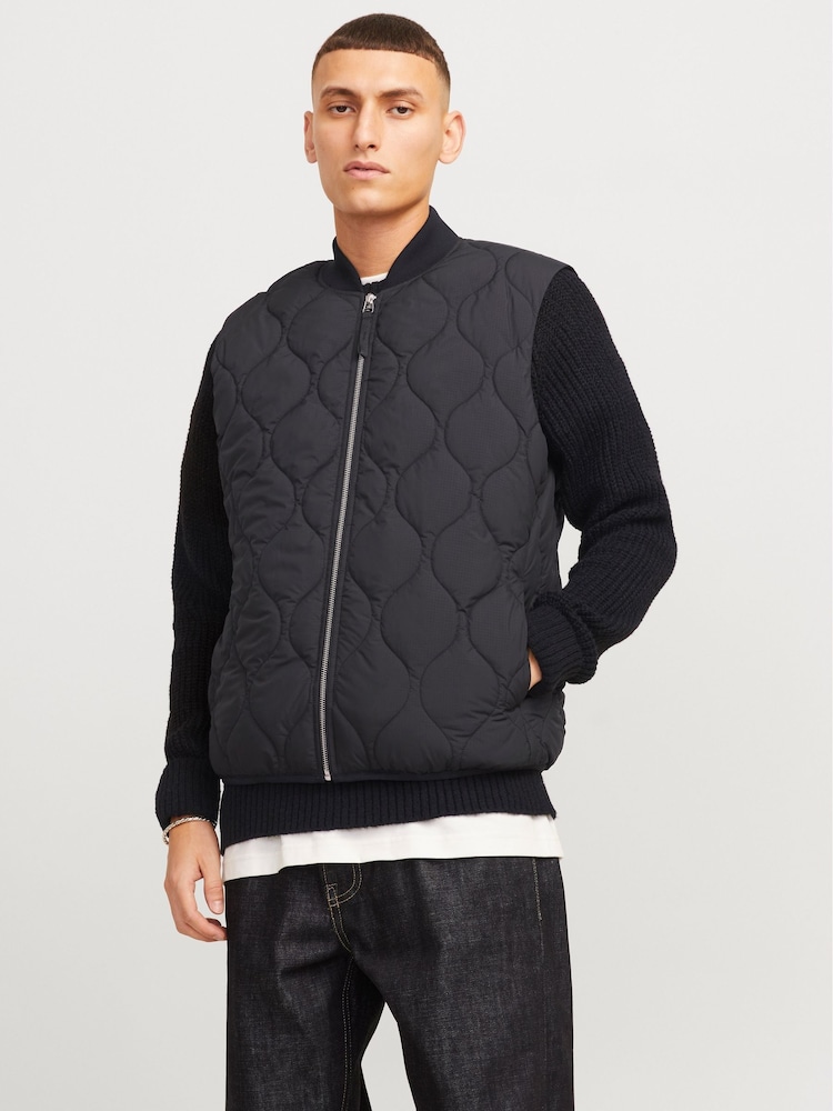 JACK & JONES Black Onion Quilted Padded Gilet - Image 1 of 7
