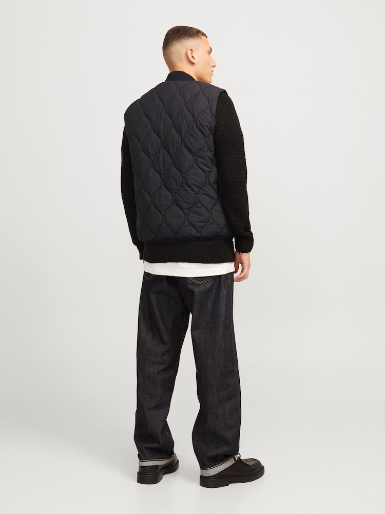 JACK & JONES Black Onion Quilted Padded Gilet - Image 2 of 7