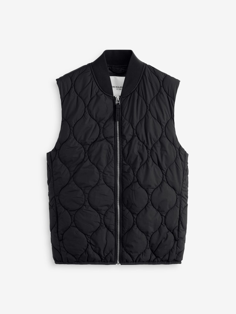 JACK & JONES Black Onion Quilted Padded Gilet - Image 7 of 7