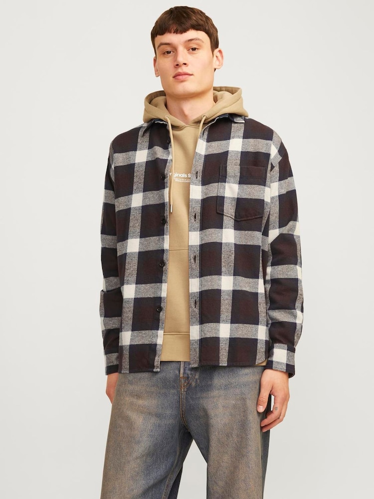 JACK & JONES Blue Relaxed Fit Flannel 100% Cotton Shirt - Image 1 of 6