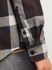 JACK & JONES Blue Relaxed Fit Flannel 100% Cotton Shirt - Image 5 of 6