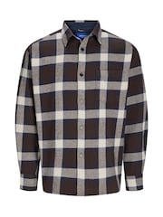 JACK & JONES Blue Relaxed Fit Flannel 100% Cotton Shirt - Image 6 of 6