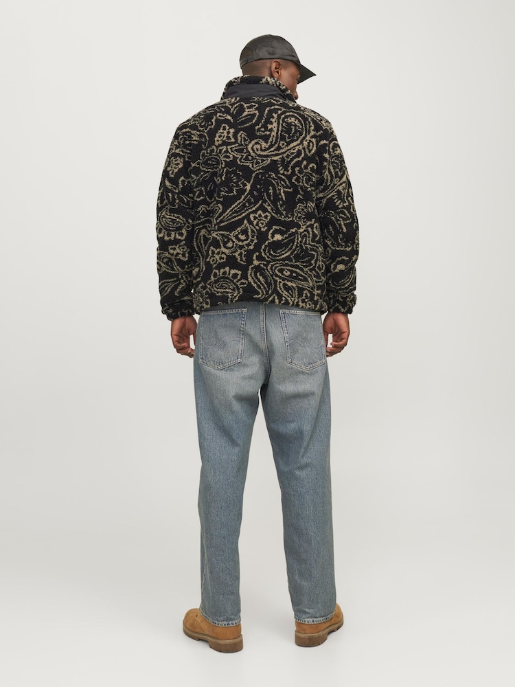 JACK & JONES Black Teddy Borg Zip Through Fleece - Image 2 of 5 JACK & JONES Black Teddy Borg Zip Through Fleece - Image 2 of 5