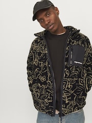 JACK & JONES Black Teddy Borg Zip Through Fleece - Image 3 of 5