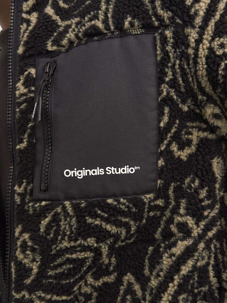 JACK & JONES Black Teddy Borg Zip Through Fleece - Image 5 of 5