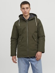 JACK & JONES Green Hooded Parka Jacket - Image 1 of 5