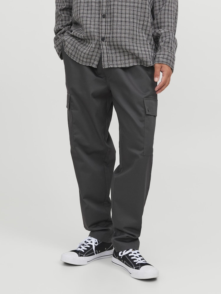 JACK & JONES Grey Wide Tapered Cargo Trousers - Image 1 of 5