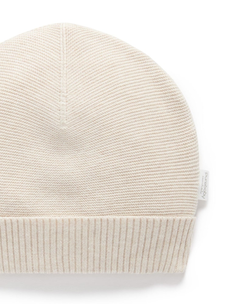Purebaby Natural 100% Cotton Textured Beanie - Image 2 of 2