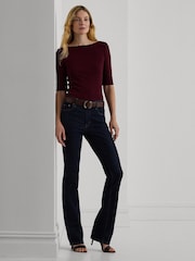 Lauren Ralph Lauren Judy Stretch Cotton Boatneck Top - Image 3 of 9