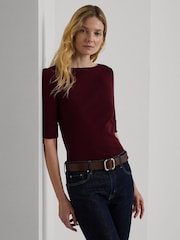 Lauren Ralph Lauren Judy Stretch Cotton Boatneck Top - Image 4 of 9