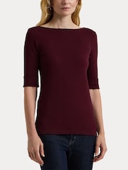 Lauren Ralph Lauren Judy Stretch Cotton Boatneck Top - Image 7 of 9