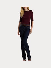 Lauren Ralph Lauren Judy Stretch Cotton Boatneck Top - Image 8 of 9