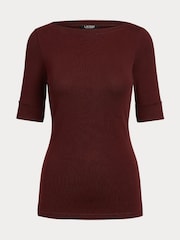 Lauren Ralph Lauren Judy Stretch Cotton Boatneck Top - Image 9 of 9