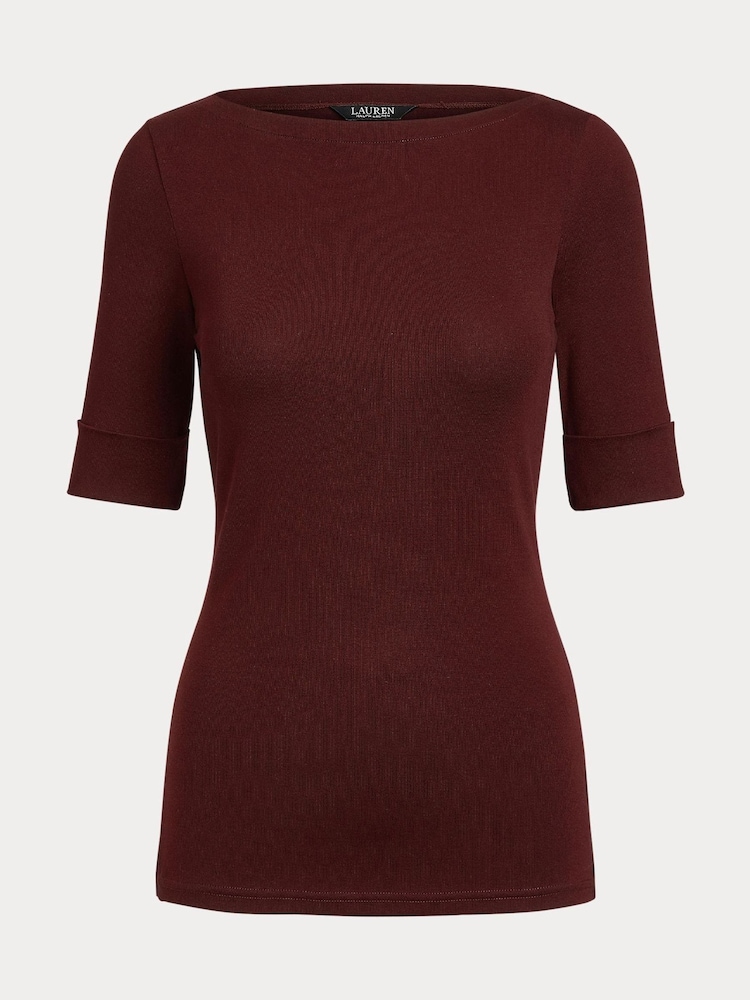 Lauren Ralph Lauren Judy Stretch Cotton Boatneck Top - Image 9 of 9