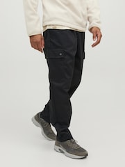 JACK & JONES Black Wide Tapered Cargo Trousers - Image 1 of 5