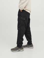 JACK & JONES Black Wide Tapered Cargo Trousers - Image 4 of 5