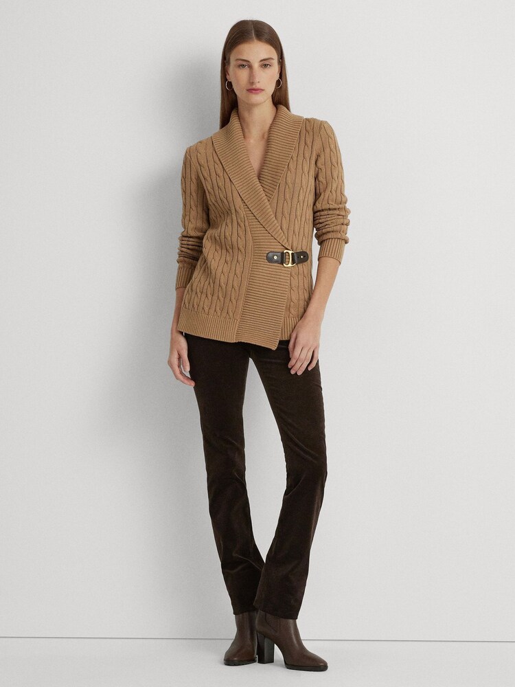 Buy Lauren Ralph Lauren Buckled Cable Knit Cardigan 100% Cotton