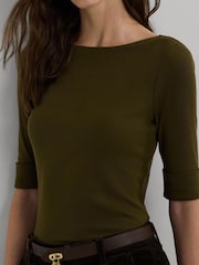 Lauren Ralph Lauren Cotton-Blend Boatneck Top - Image 4 of 7