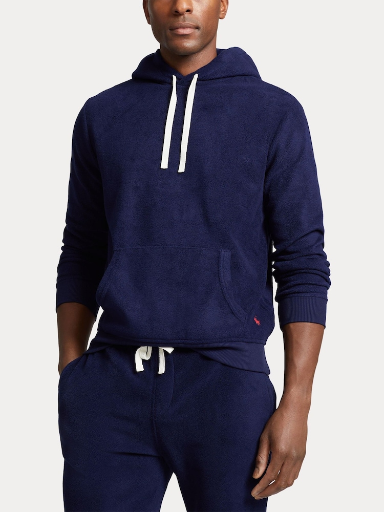 Polo Ralph Lauren Navy Blue Brushed Fleece Hoodie - Image 1 of 4 Polo Ralph Lauren Navy Blue Brushed Fleece Hoodie - Image 1 of 4