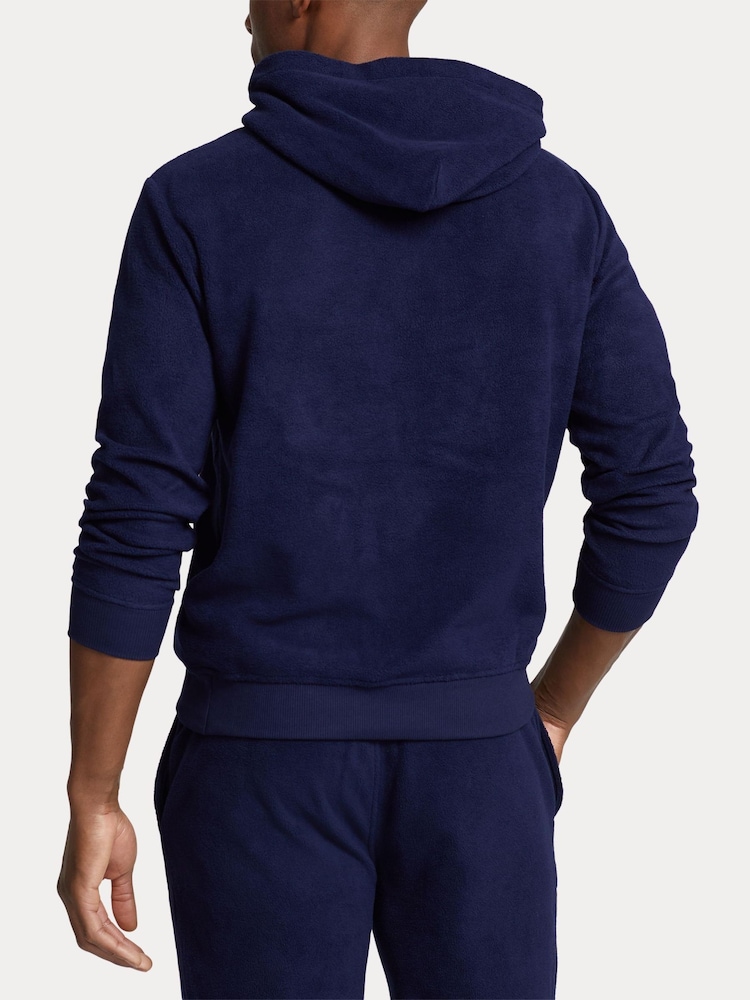Polo Ralph Lauren Navy Blue Brushed Fleece Hoodie - Image 3 of 4