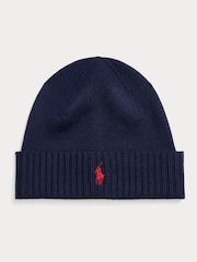 Mornarsko modra - Polo Ralph Lauren Signature Pony Wool volna za klobuke in kape; pokrivala - Slika 1 iz 1