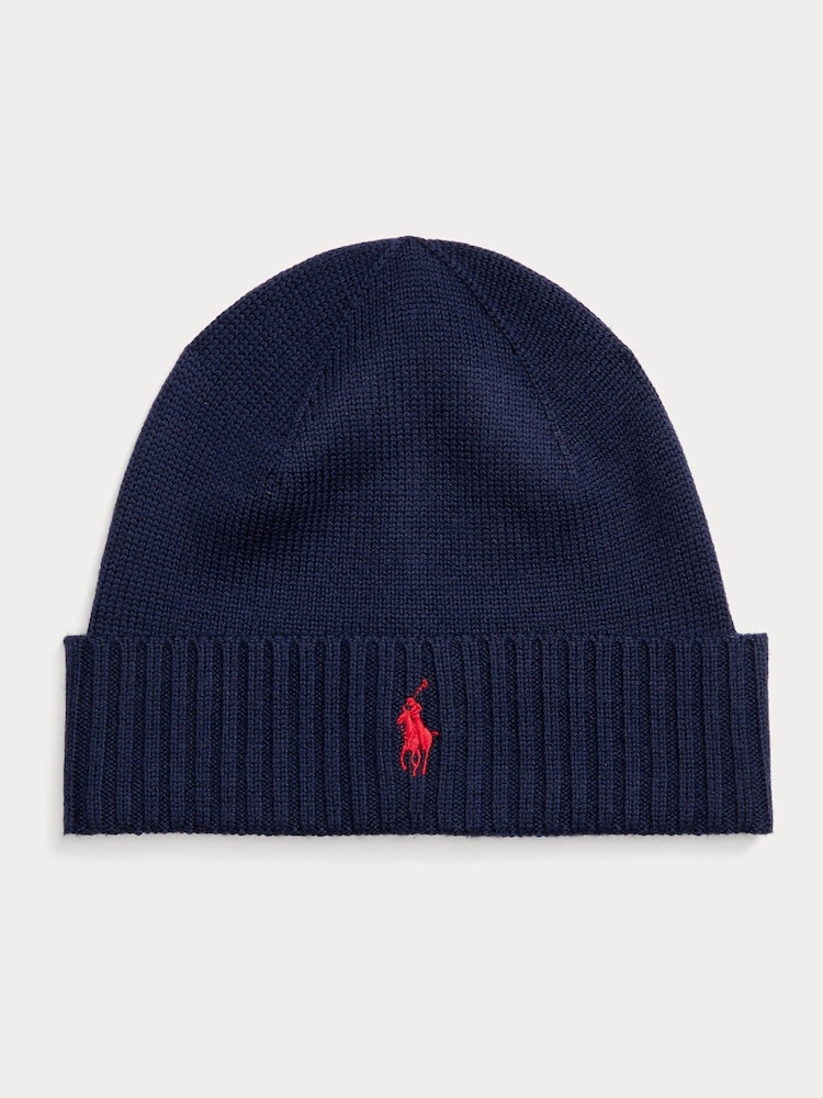 Mornarsko modra - Polo Ralph Lauren Signature Pony Wool volna za klobuke in kape; pokrivala - Slika 1 iz 1