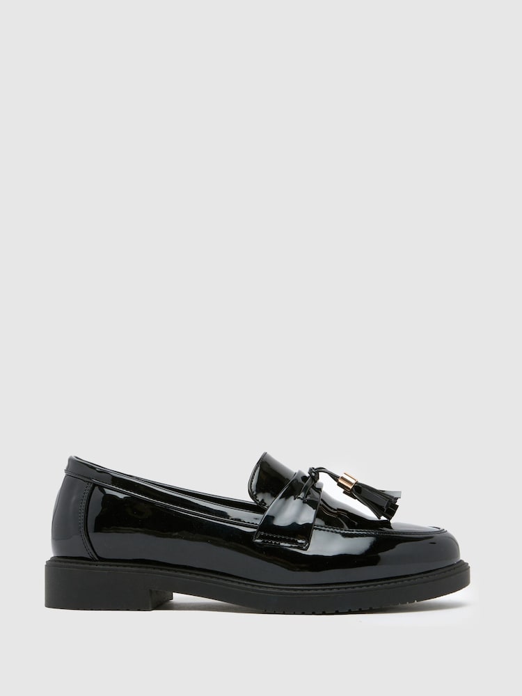 Schuh Lohan Patent Tassel Black Loafers - Image 1 of 4
