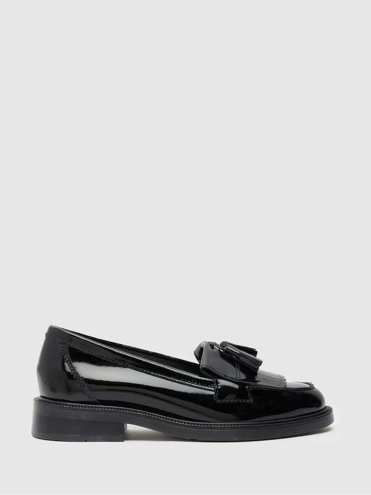 Schuh Wide Fit Lizzie Leather Compass Black Shoes - Image 1 of 4