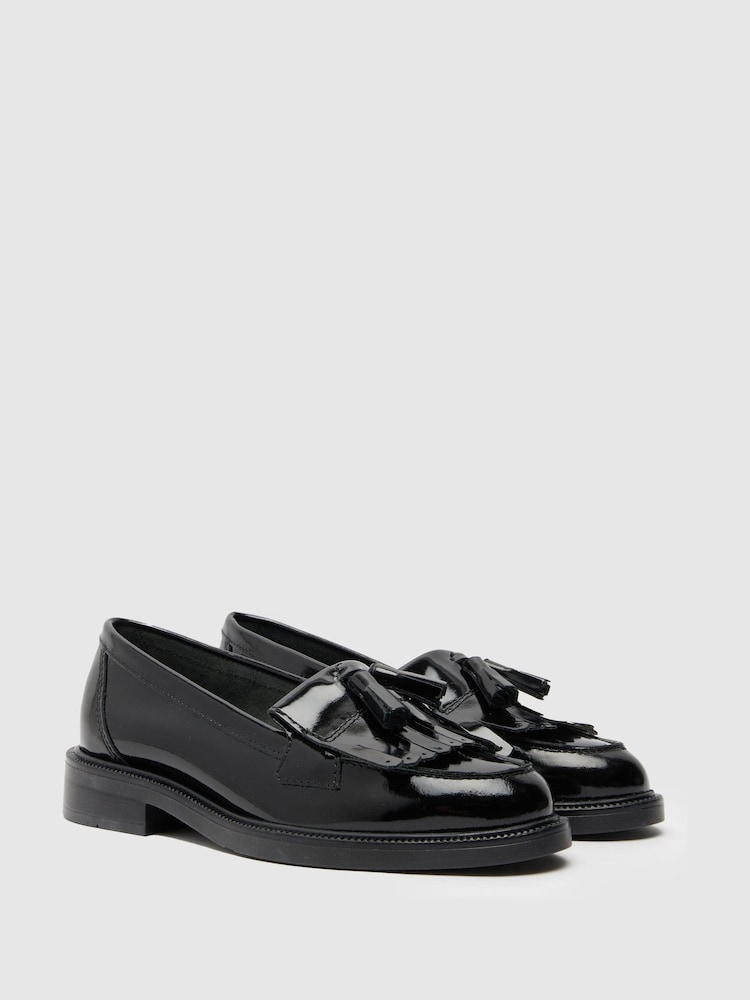 Schuh Wide Fit Lizzie Leather Compass Black Shoes - Image 2 of 4