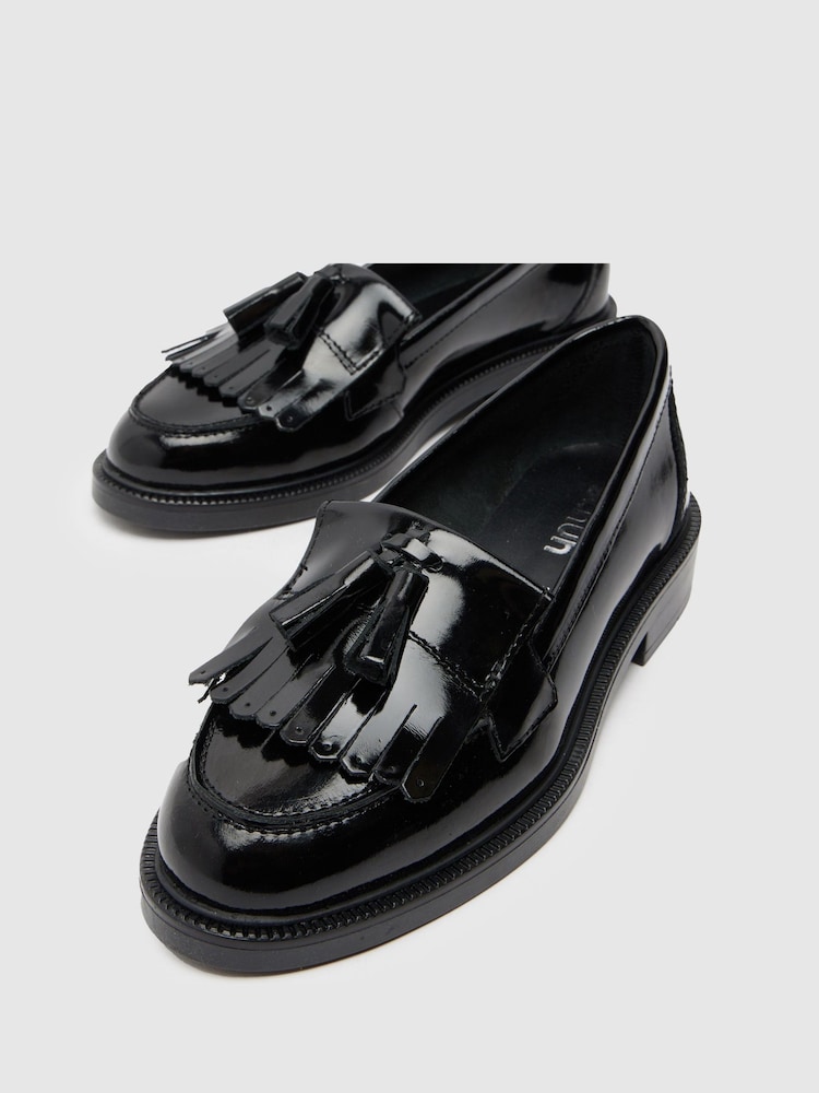 Schuh Wide Fit Lizzie Leather Compass Black Shoes - Image 4 of 4