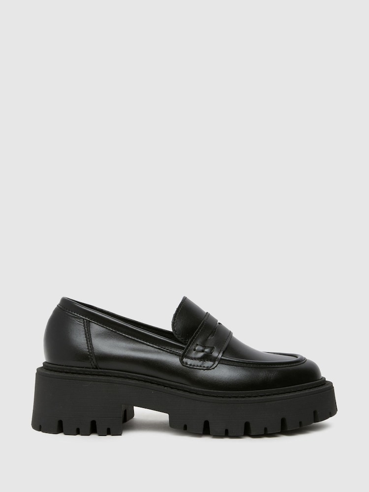 Schuh Lennox Leather Chunky črna mokasini - Slika 1 iz 4