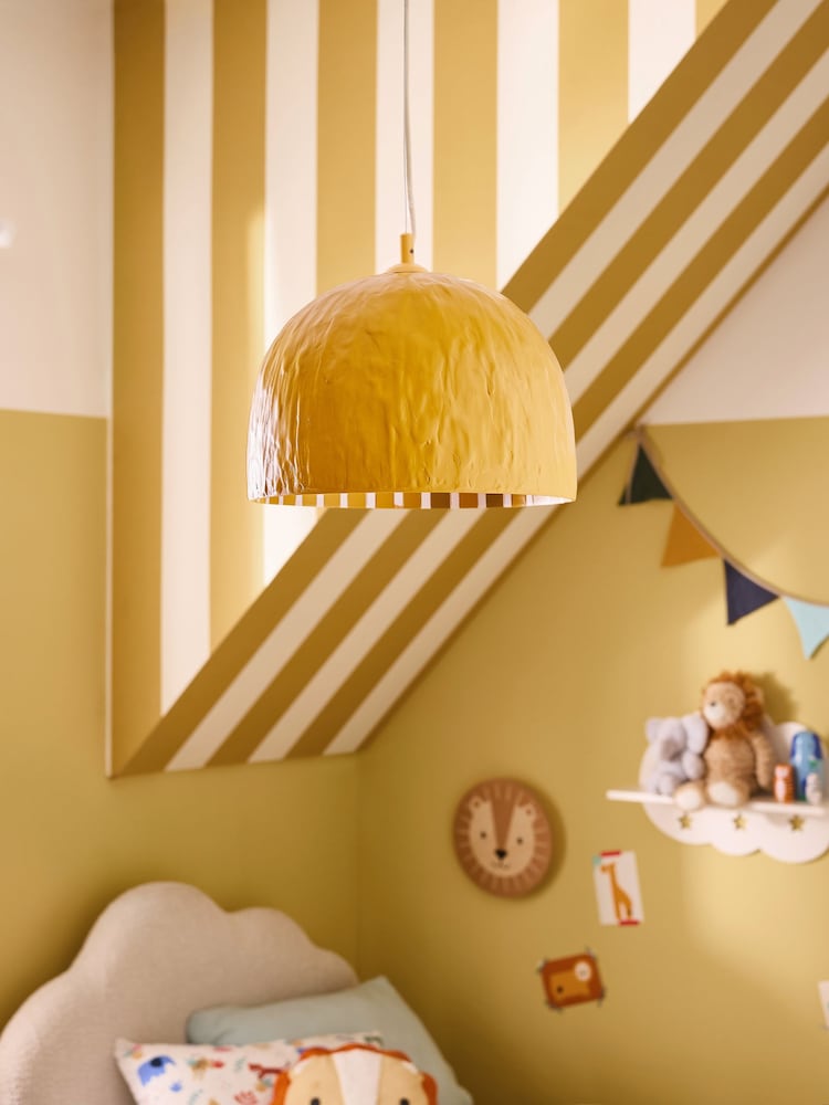Jojo Maman Bébé Ochre Yellow Asta Stripe Pendant Light - Image 2 of 5