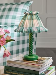 Cath Kidston Green Check Barley Twist Table Lamp - Image 1 of 6