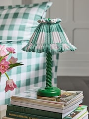 Cath Kidston Green Check Barley Twist Table Lamp - Image 2 of 6