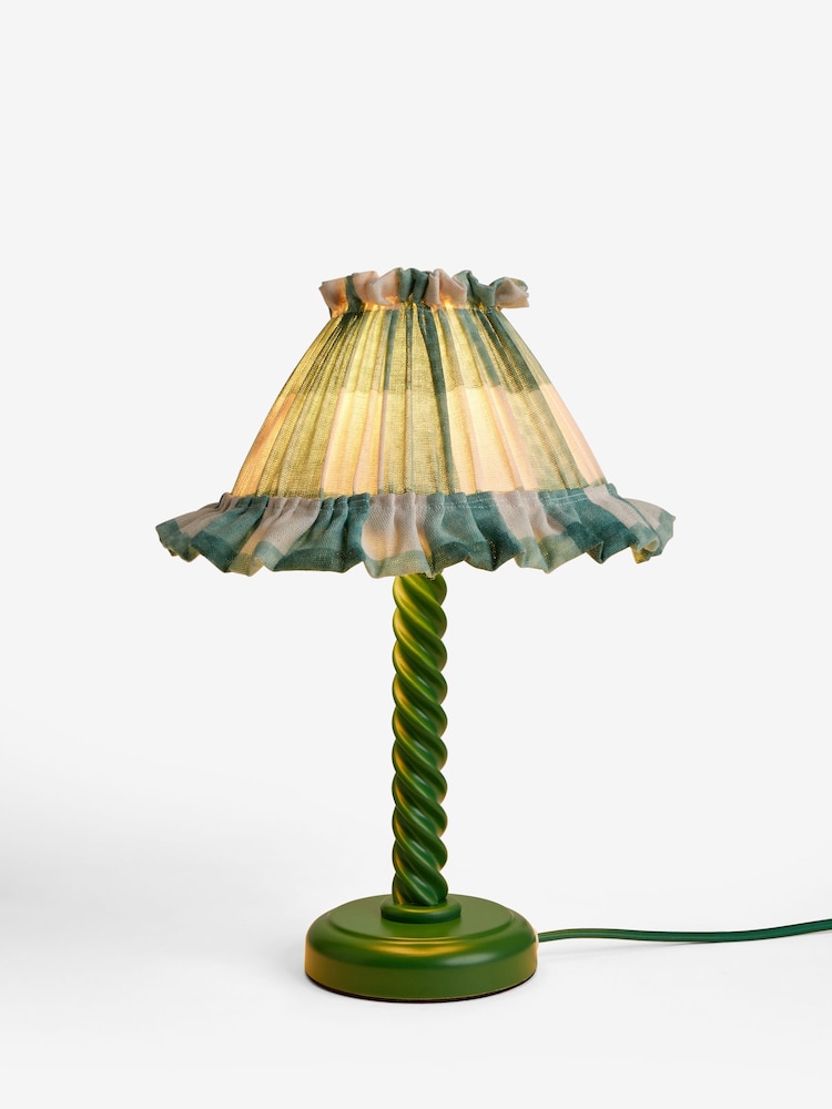 Cath Kidston Green Check Barley Twist Table Lamp - Image 6 of 6