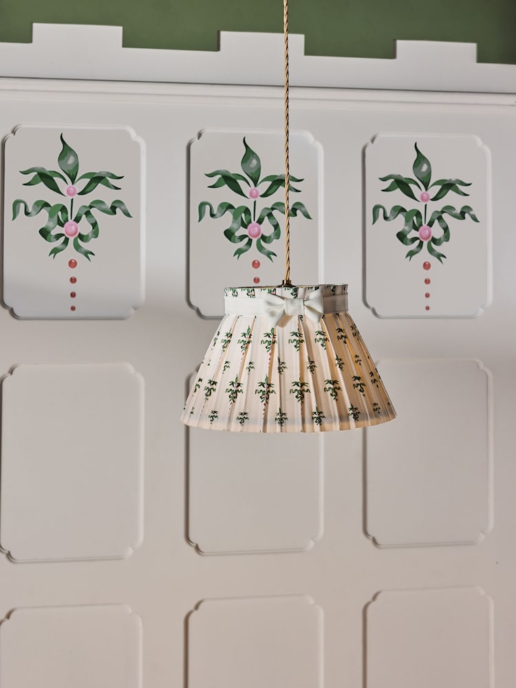 Cath Kidston Cream/Green Pleat Bow Easyfit Shade - Image 1 of 5
