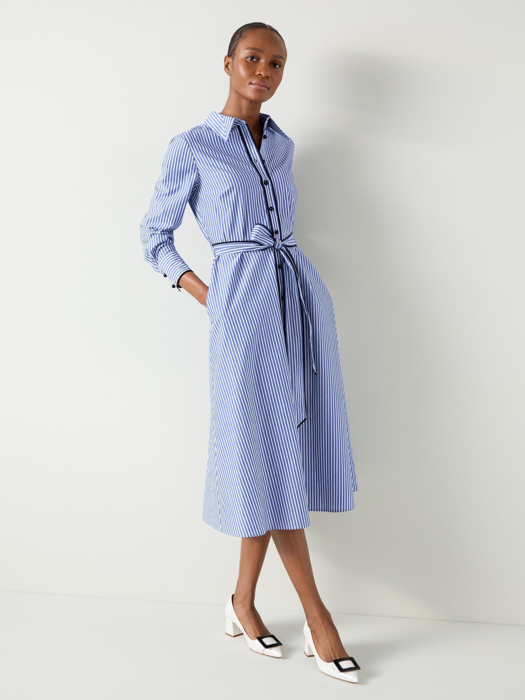 Striped cotton shirt dress discount