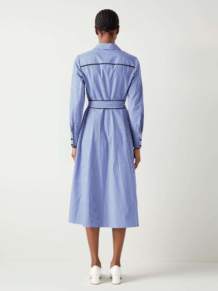 LK Bennett Blue Lucan Striped 100% Cotton Shirt Dress - Image 2 of 3 LK Bennett Blue Lucan Striped 100% Cotton Shirt Dress - Image 2 of 3