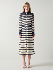 LK Bennett Blue Tallis Spring Placement Stripe Dress - Image 1 of 3