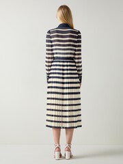 LK Bennett Blue Tallis Spring Placement Stripe Dress - Image 2 of 3