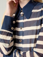 LK Bennett Blue Tallis Spring Placement Stripe Dress - Image 3 of 3