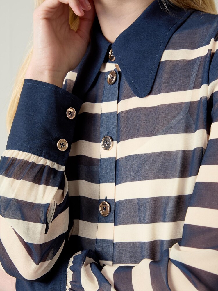 LK Bennett Blue Tallis Spring Placement Stripe Dress - Image 3 of 3