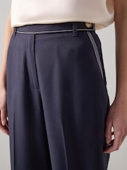 LK Bennett Navy Blue/Cream Sophia Spring Crop Trousers - Image 3 of 3
