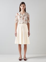 LK Bennett Cream LK Bennett Soft Tailored Skirt with Linen - Image 1 of 3