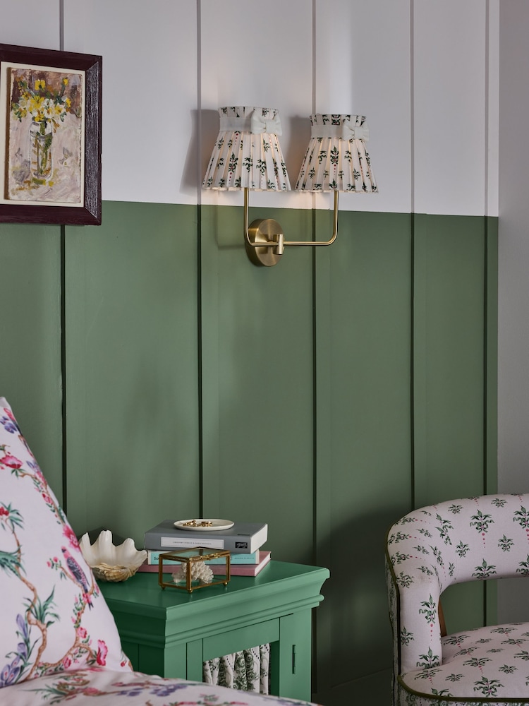Cath Kidston Brass/Cream Pleat Bow Wall Light - Image 1 of 5